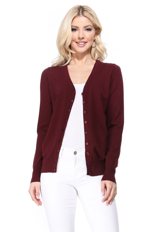 Women's V-Neck Button Down Knit Cardigan Sweater