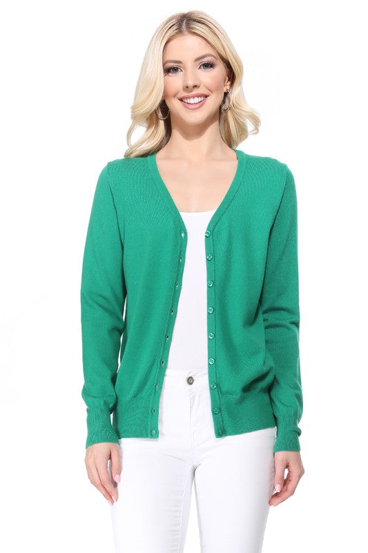 Women's V-Neck Button Down Knit Cardigan Sweater