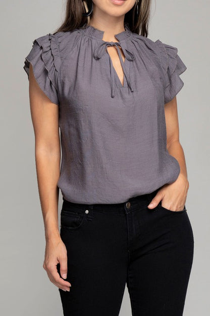 Ruffle trim blouse