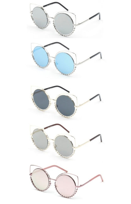 Women Round Cat Eye Fashion Sunglasses