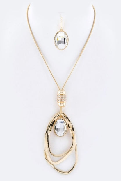 Crystal Drop & Hoops Necklace Set