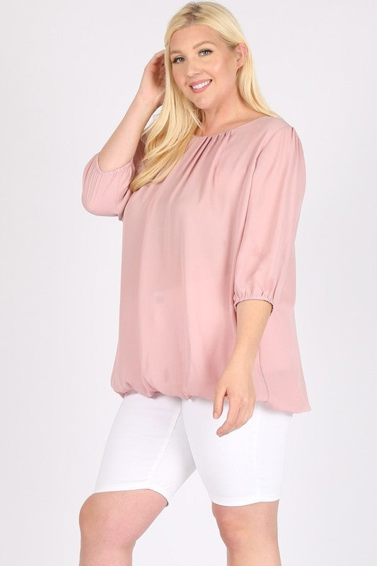 Plus Size Ruffle Round Neck TOP