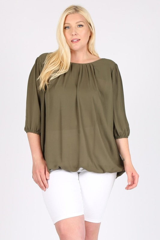 Plus Size Ruffle Round Neck TOP