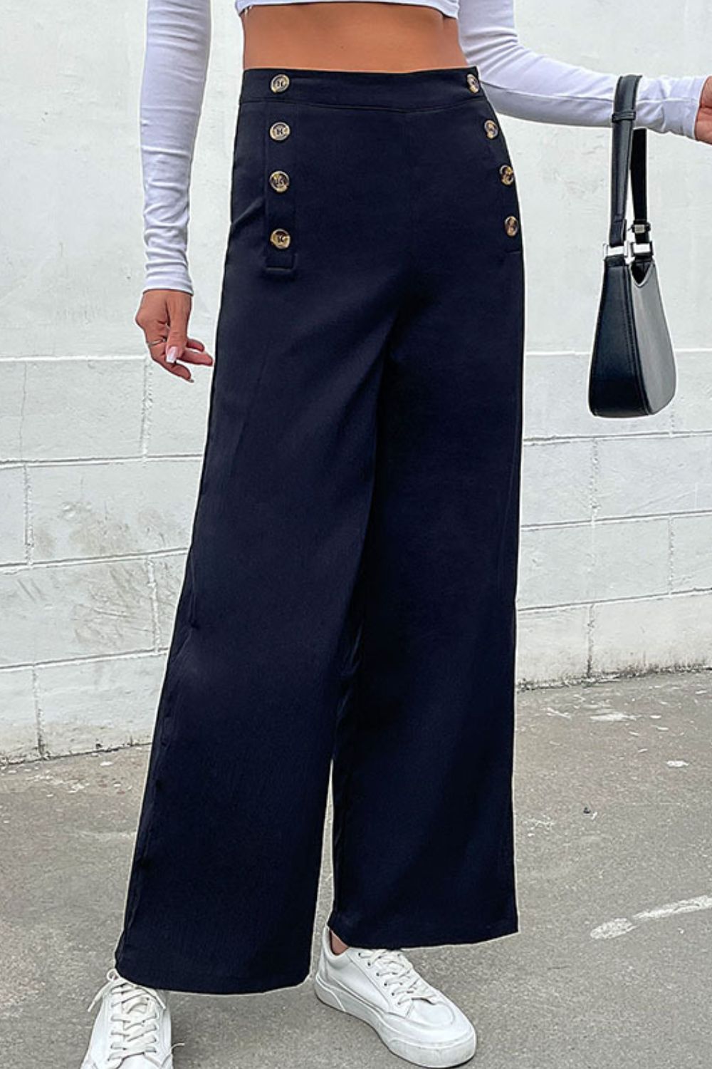 Double-Breasted Wide Leg Pants