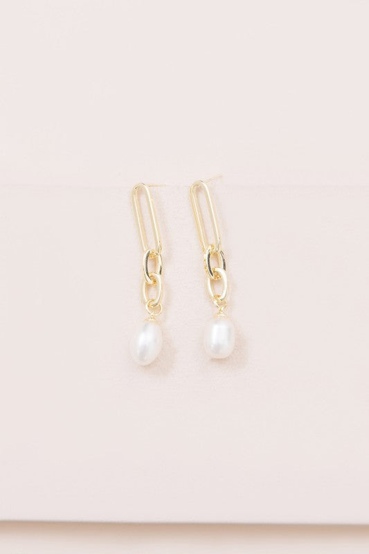 Secured Pearl Drop Earrings