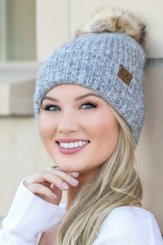 CC Cozy Marled Pom Beanie