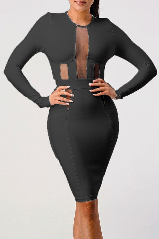 LONG SLEEVE BANDAGE DRESS