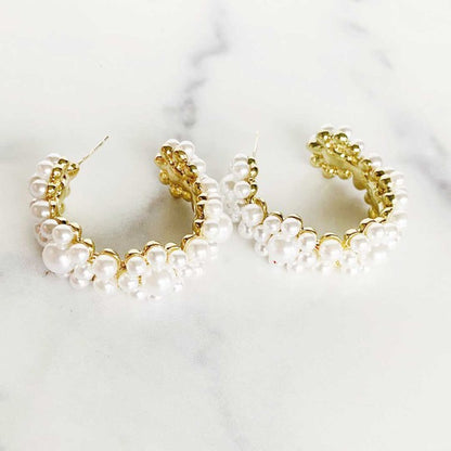 Pearl Flower Hoops