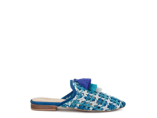 London Rag MARIANA WOVEN FLAT MULES WITH TASSELS