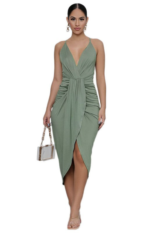 WRAP STYLE FRONT MAXI DRESS