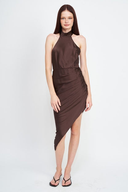 HALTER NECK ASYMMETRICAL DRESSH