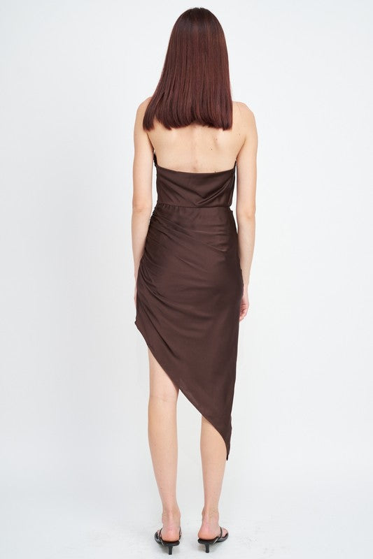 HALTER NECK ASYMMETRICAL DRESSH