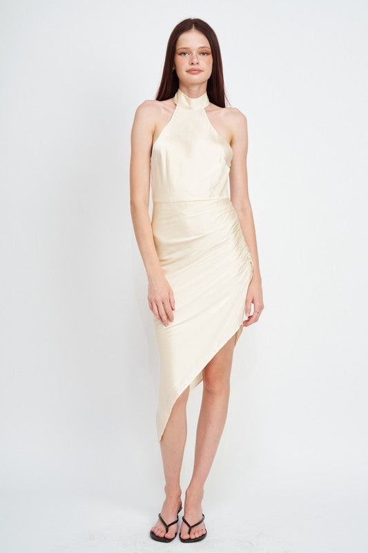 HALTER NECK ASYMMETRICAL DRESSH