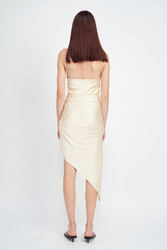 HALTER NECK ASYMMETRICAL DRESSH