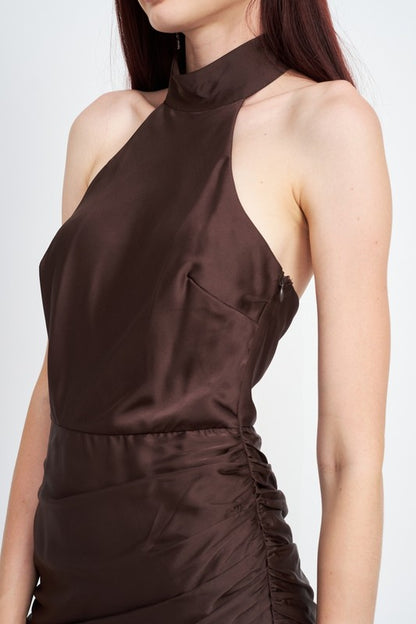 HALTER NECK ASYMMETRICAL DRESSH