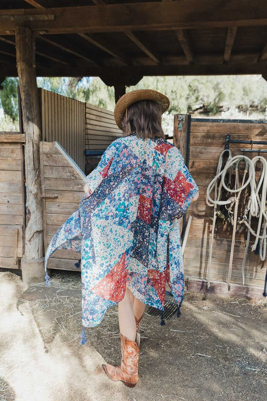 Allover Floral Print Kimono