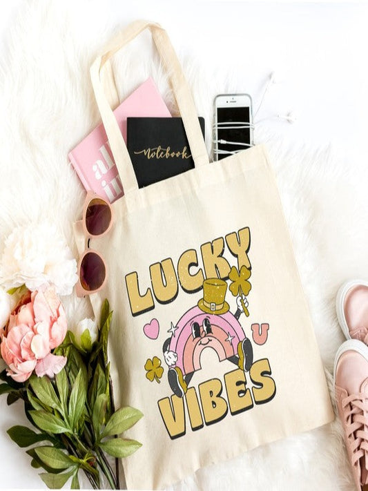 Lucky Vibes Cartoon Rainbow Tote