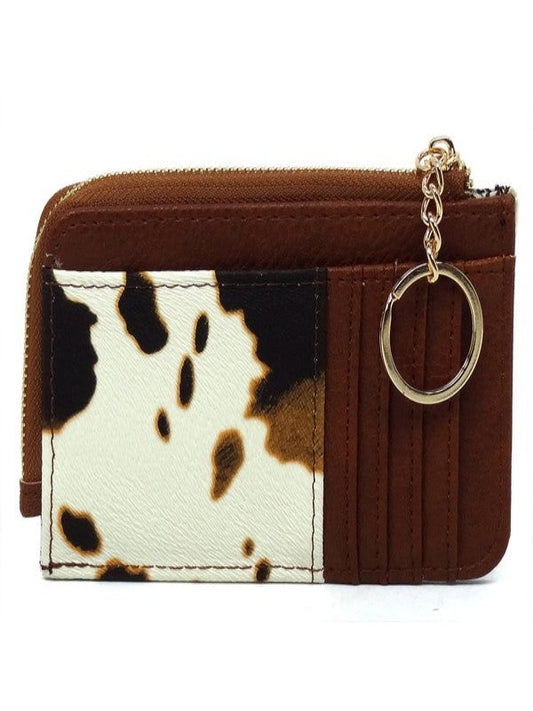 Faux vegan leather Card Holder Keychain Wallet