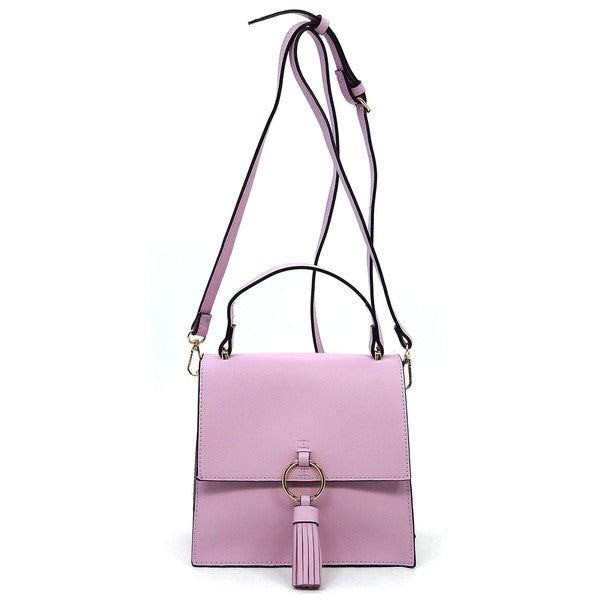 Fashion Ring Tassel Flap Crossbody Satchel