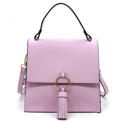 Fashion Ring Tassel Flap Crossbody Satchel