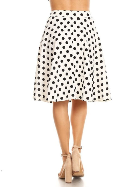 Polka dot print, knee length skirt