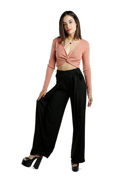 Belted Tie Wide Leg Pants