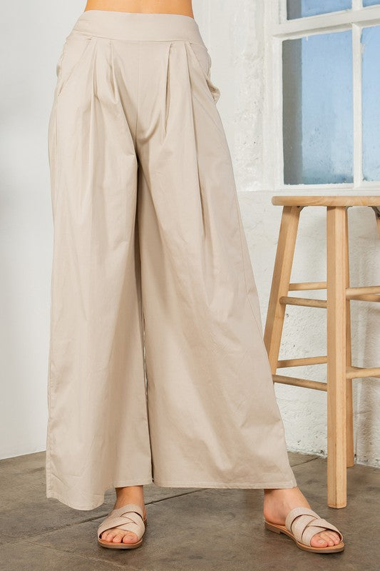 Cotton Wide Leg Pants with Side Pockets