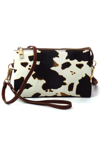 Leopard Cow Flower Crossbody Bag Clutch Wristlet