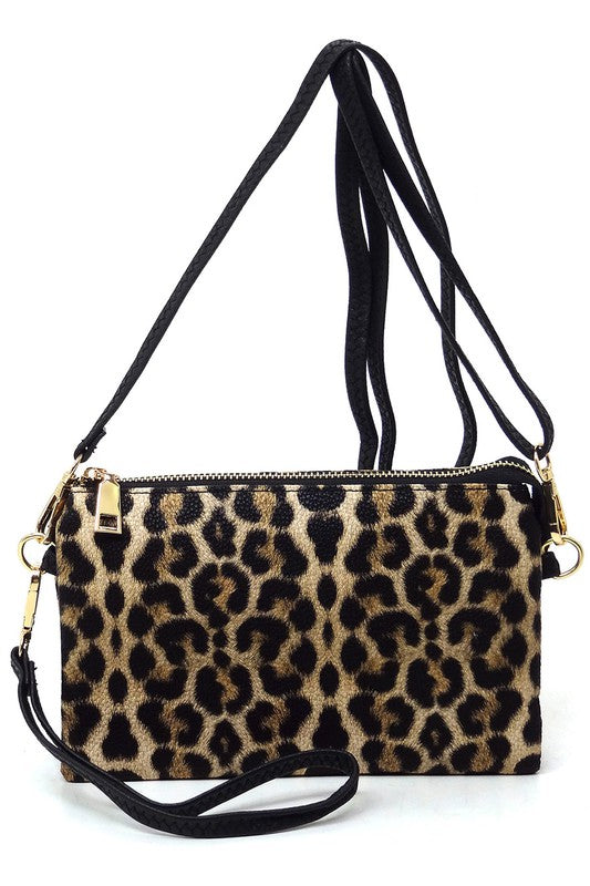 Leopard Cow Flower Crossbody Bag Clutch Wristlet