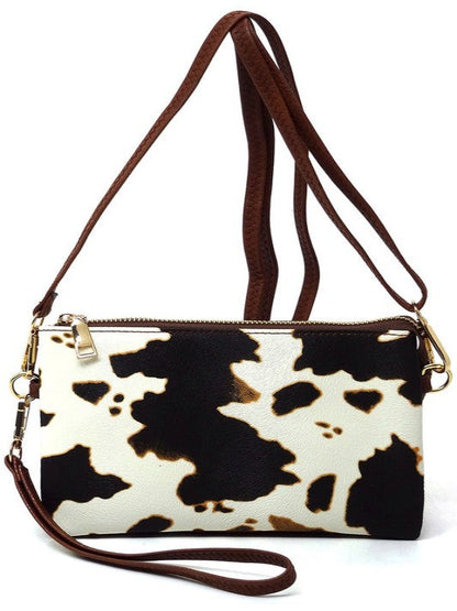 Leopard Cow Flower Crossbody Bag Clutch Wristlet