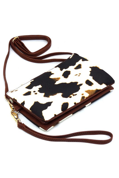 Leopard Cow Flower Crossbody Bag Clutch Wristlet