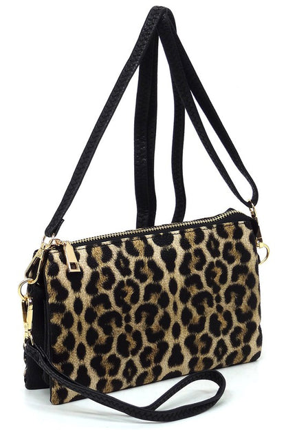 Leopard Cow Flower Crossbody Bag Clutch Wristlet