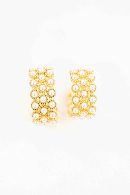 Pearl Lattice Hoop Earrings