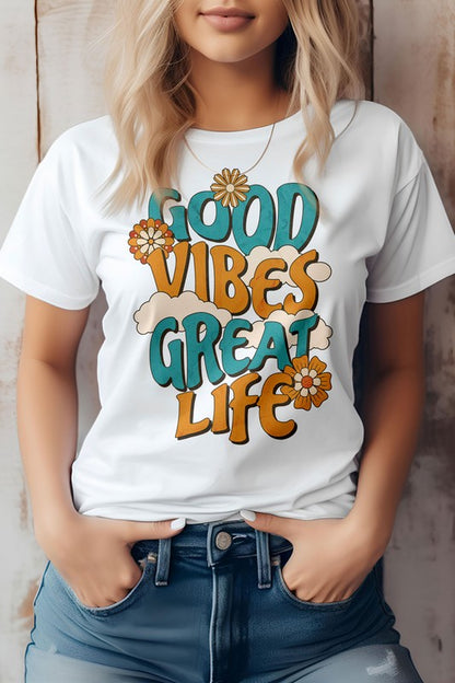 Good Vibes Great Life, Retro Vintage Graphic Tee