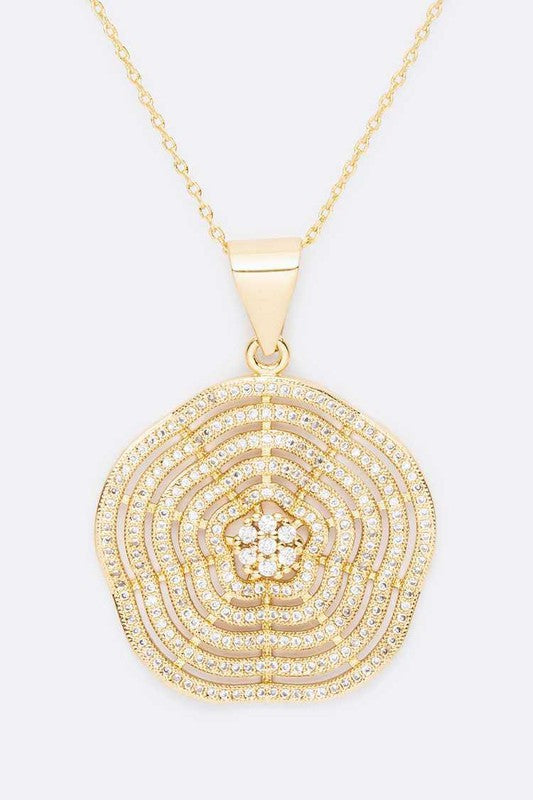 Cubic Zirconia Wavy Pendant Necklace Set