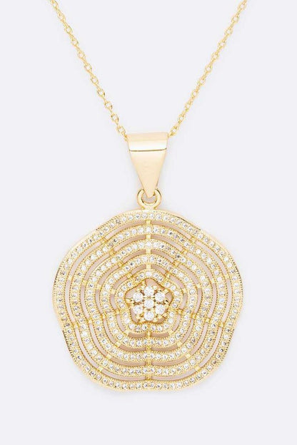 Cubic Zirconia Wavy Pendant Necklace Set