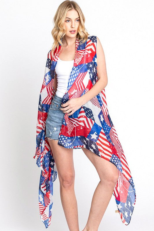 American Flag Everyday Kimonos Vest