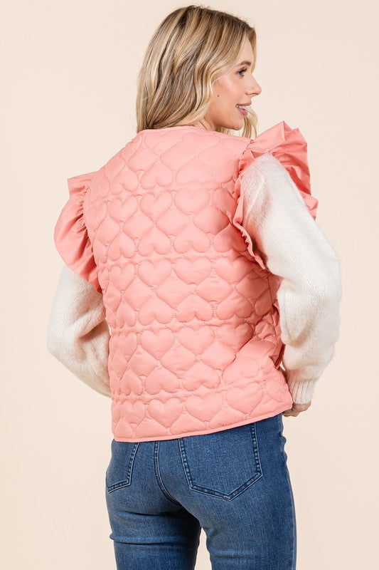 Plus Lightweight Heart Quilted Puffer Vest