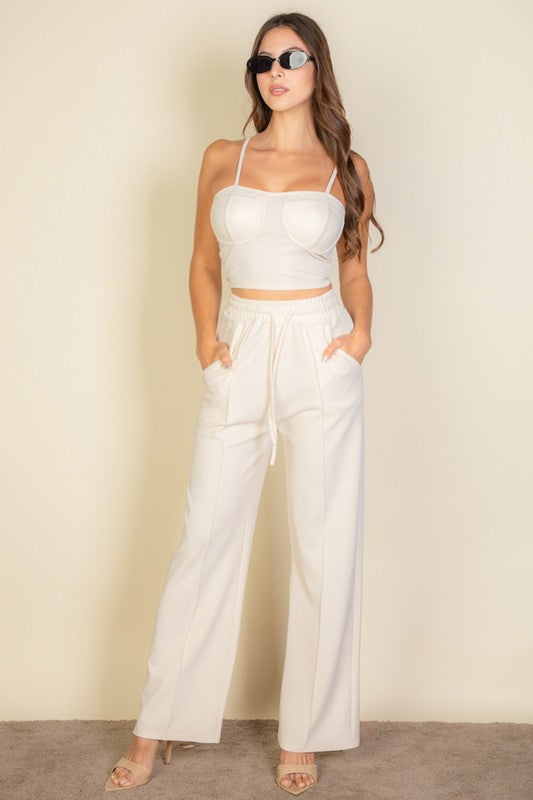 Bustier Cami Top & Slant Straight Pants