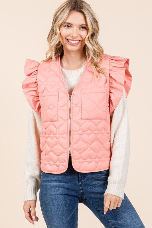 Plus Lightweight Heart Quilted Puffer Vest