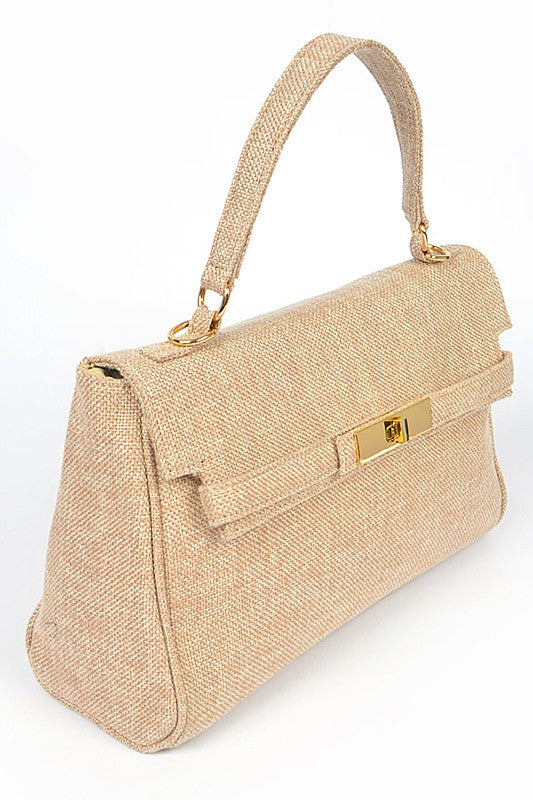 Large Top Handle Linen Convertible Bag