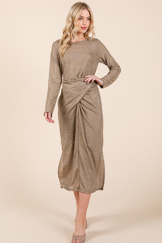 Waist Wrap Dress w Side Pockets-LUREX