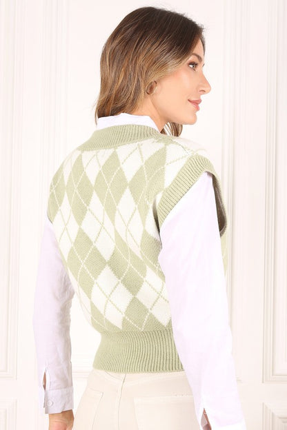 Knitted argyle sweater vest