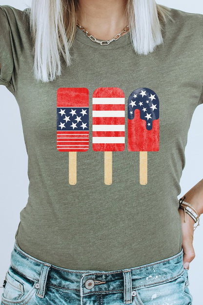 Patriotic American Flag Popsicles Graphic Tee