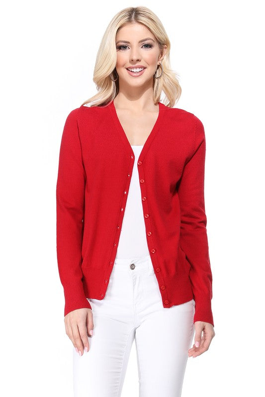 Women's V-Neck Button Down Knit Cardigan Sweater