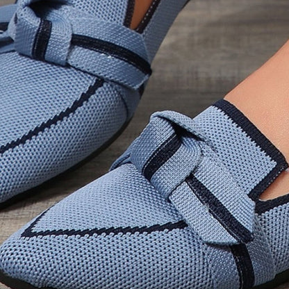 Bow Contrast Trim Point Toe Loafers