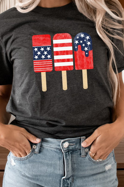 Patriotic American Flag Popsicles Graphic Tee