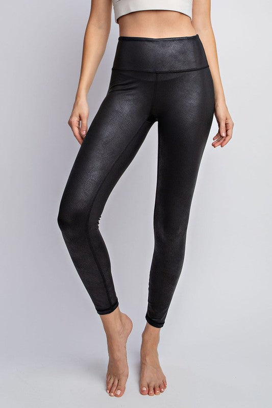 Faux Leather  Chintz Full-Length Leggings