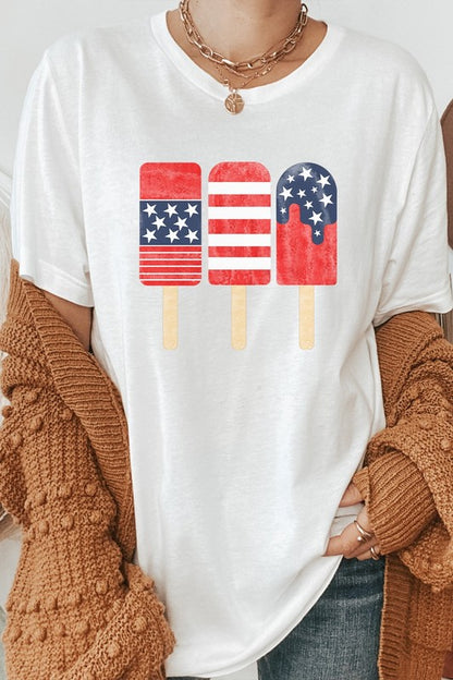 Patriotic American Flag Popsicles Graphic Tee