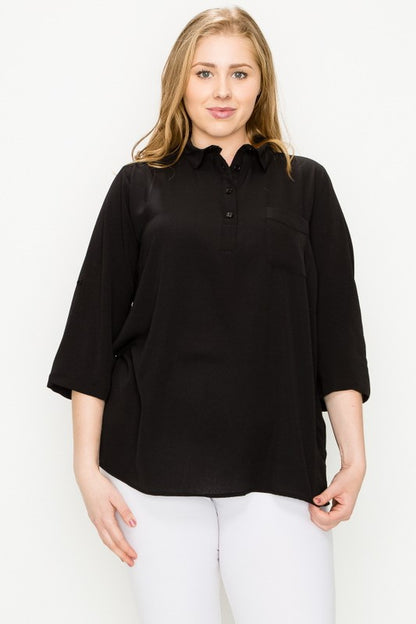 Plus Size KOSHIBO ROLL UP SLEEVE TOP